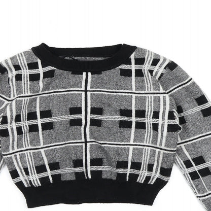 Primark Womens Grey Check Knit Pullover Jumper Size 6