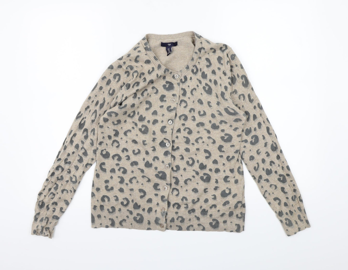 Gap Womens Brown Animal Print Knit Cardigan Jumper Size M
