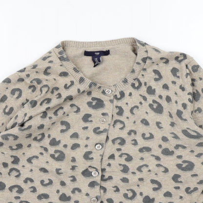Gap Womens Brown Animal Print Knit Cardigan Jumper Size M