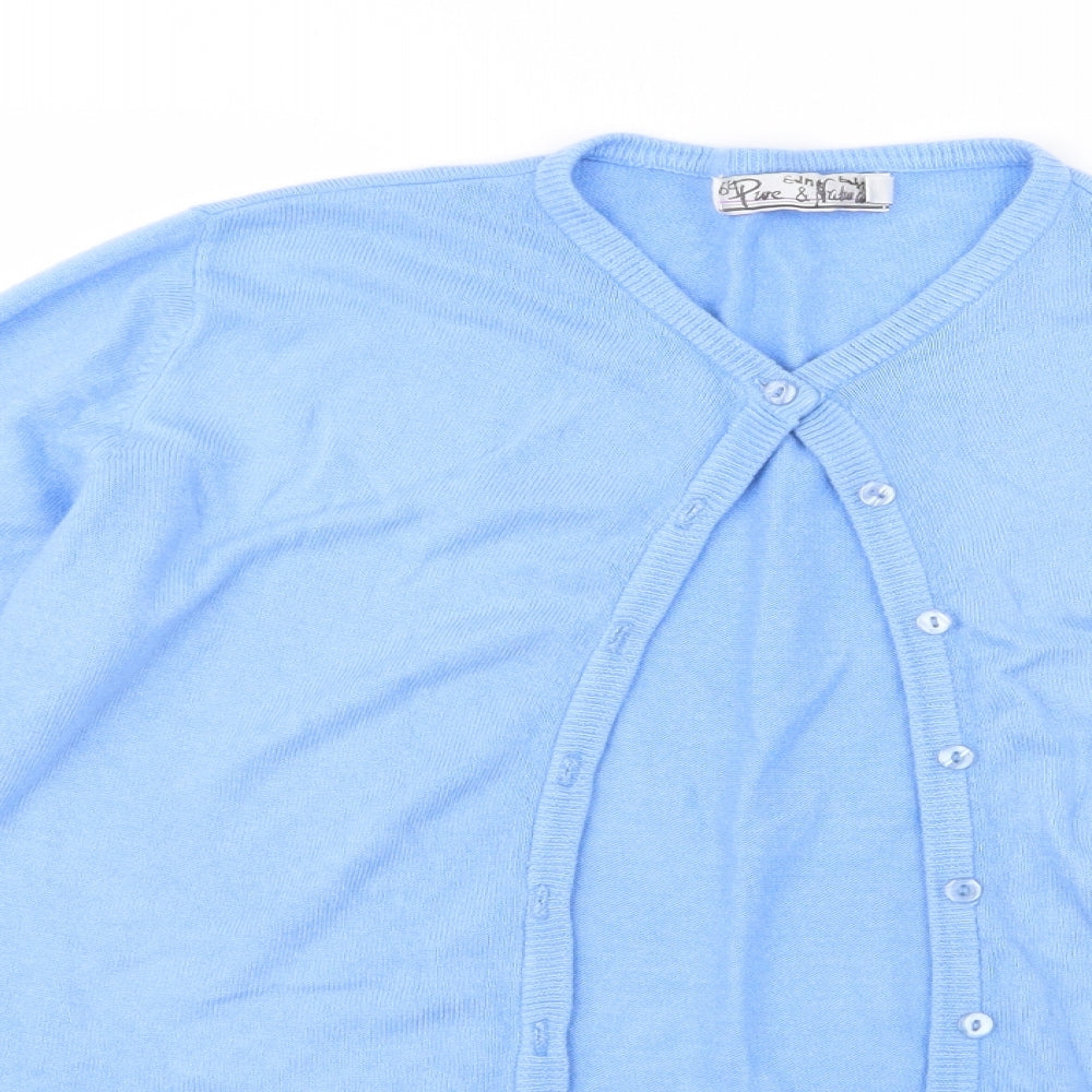 Pure & Natural Womens Blue  Knit Cardigan Jumper Size 14