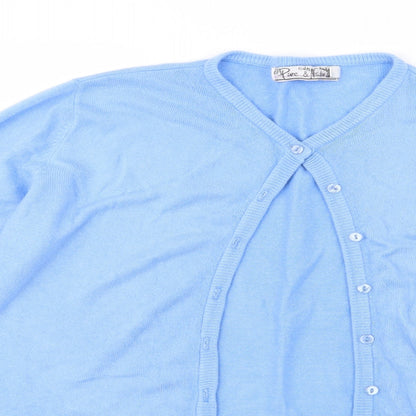 Pure & Natural Womens Blue  Knit Cardigan Jumper Size 14