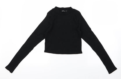Boohoo Womens Black   Cropped T-Shirt Size 12