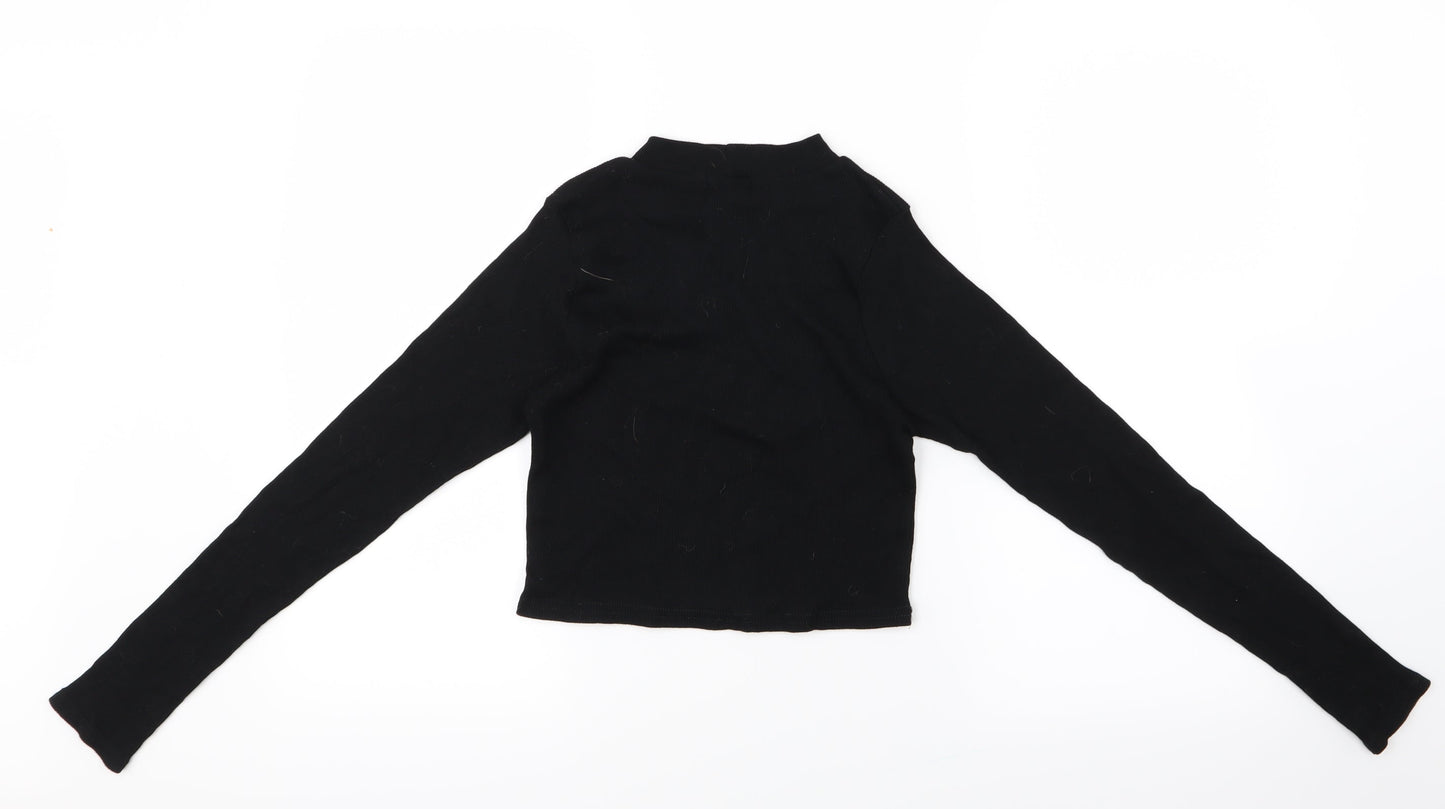 Boohoo Womens Black   Cropped T-Shirt Size 12