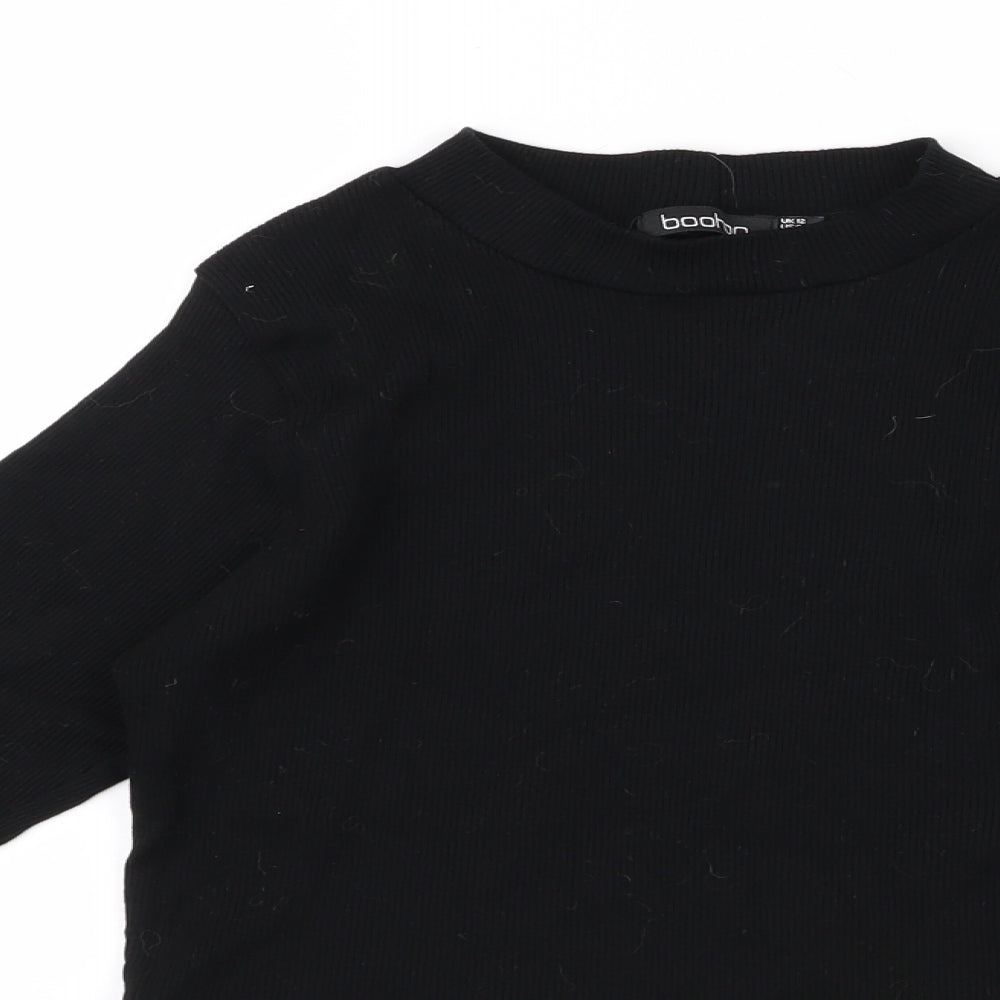 Boohoo Womens Black   Cropped T-Shirt Size 12