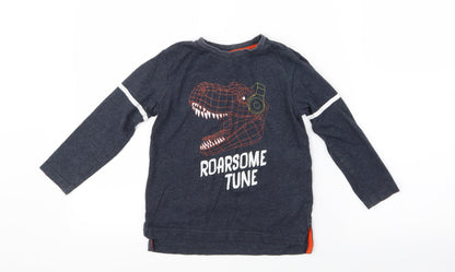 Very  Boys Blue   Basic T-Shirt Size 5-6 Years  - Dinosaur