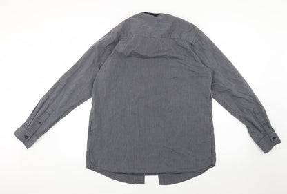 Cedar Wood State Mens Grey Striped   Button-Up Size 15