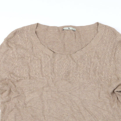 TU Womens Beige  Knit Pullover Jumper Size 18
