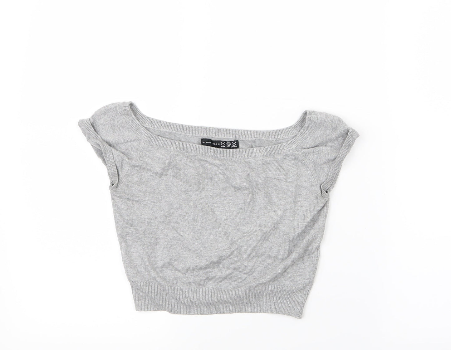 Womens UK Size 8 Atmosphere Grey Cropped T-Shirt