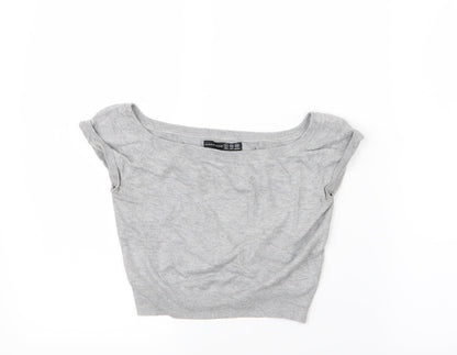 Womens UK Size 8 Atmosphere Grey Cropped T-Shirt