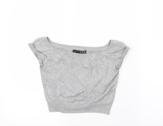 Womens UK Size 8 Atmosphere Grey Cropped T-Shirt