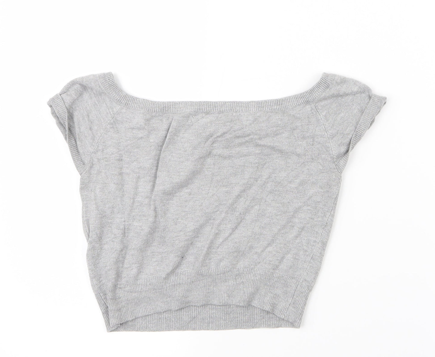 Womens UK Size 8 Atmosphere Grey Cropped T-Shirt