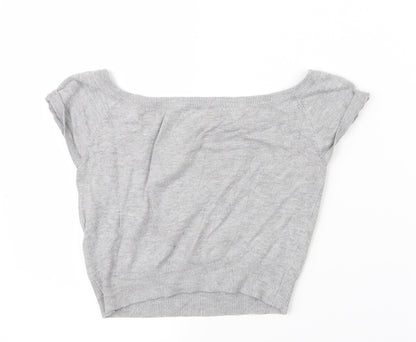 Womens UK Size 8 Atmosphere Grey Cropped T-Shirt