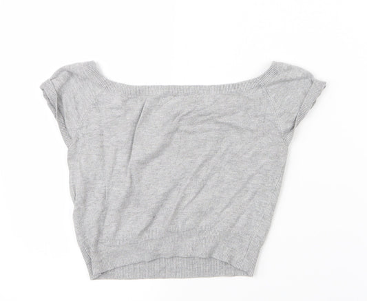 Womens UK Size 8 Atmosphere Grey Cropped T-Shirt