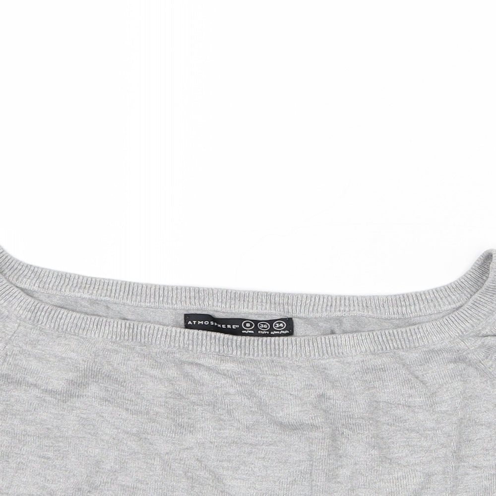 Womens UK Size 8 Atmosphere Grey Cropped T-Shirt