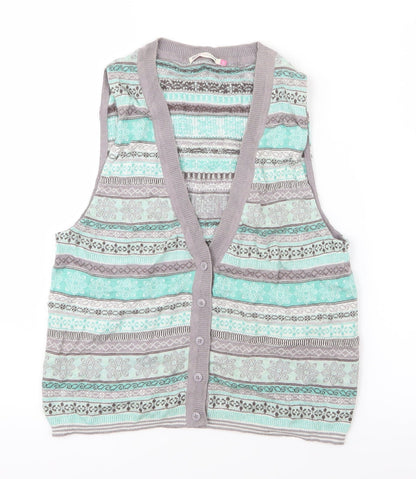 Salt Water Womens Green Geometric Knit Cardigan Jumper Size S  - Christmas