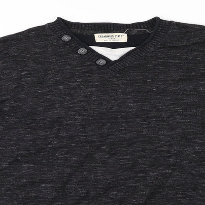 Cedar Wood State Mens Black  Knit Pullover Jumper Size L