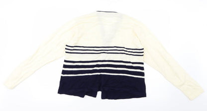 Janique Womens Blue Striped Knit Cardigan Jumper Size L