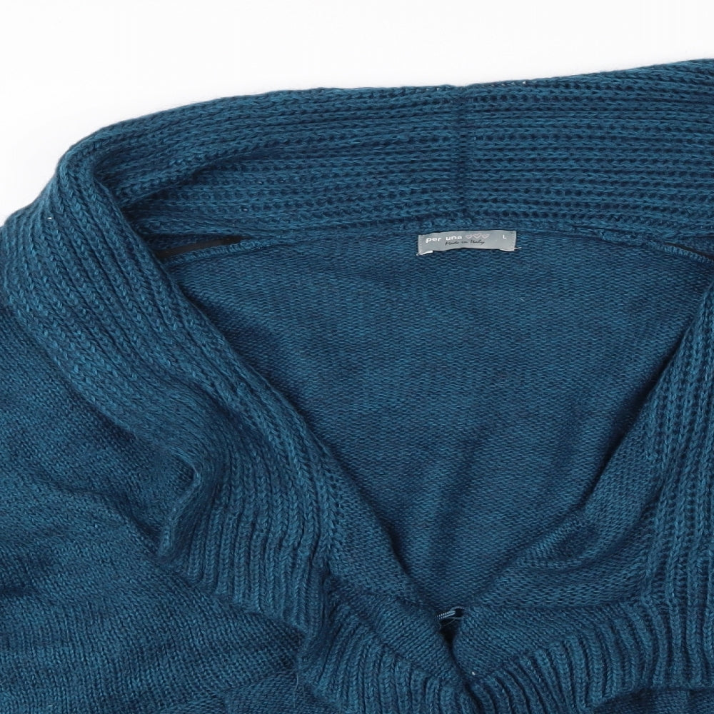 Per Una Womens Blue  Knit Cardigan Jumper Size L