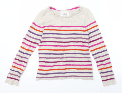 H&M Girls Pink Striped Knit Pullover Jumper Size 11-12 Years