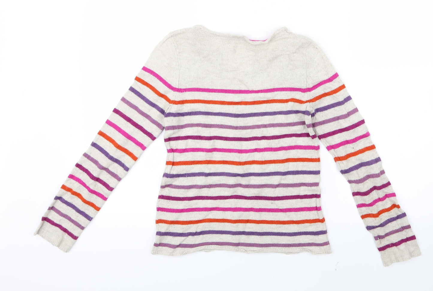 H&M Girls Pink Striped Knit Pullover Jumper Size 11-12 Years