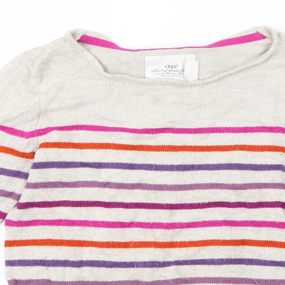 H&M Girls Pink Striped Knit Pullover Jumper Size 11-12 Years