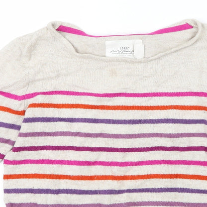 H&M Girls Pink Striped Knit Pullover Jumper Size 11-12 Years