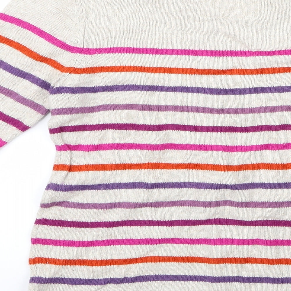 H&M Girls Pink Striped Knit Pullover Jumper Size 11-12 Years