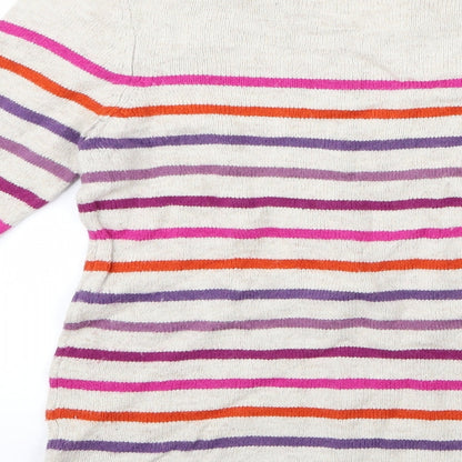 H&M Girls Pink Striped Knit Pullover Jumper Size 11-12 Years