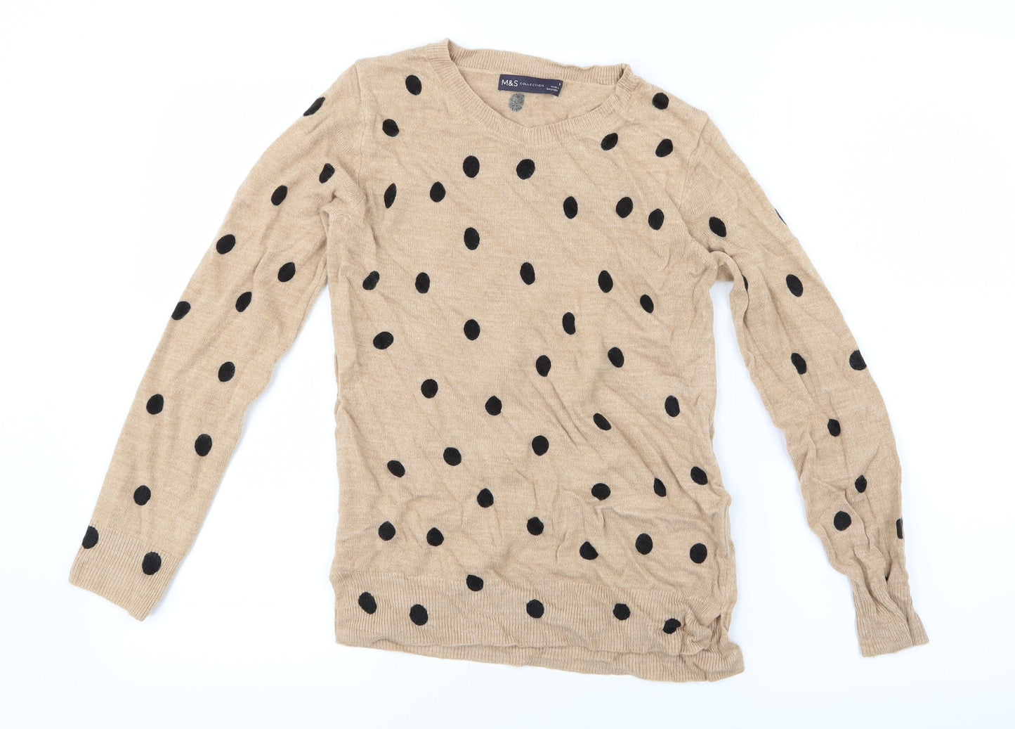 Marks and Spencer Womens Beige Polka Dot Knit Pullover Jumper Size 6