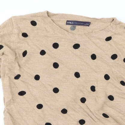 Marks and Spencer Womens Beige Polka Dot Knit Pullover Jumper Size 6