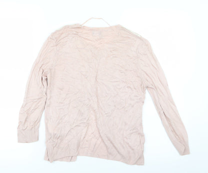 H&M Womens Pink  Knit Cardigan Jumper Size 6  - Lace Detail