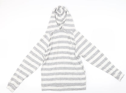 Love to Lounge Womens Grey Striped  Pullover Hoodie Size 4