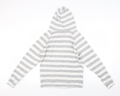 Love to Lounge Womens Grey Striped  Pullover Hoodie Size 4