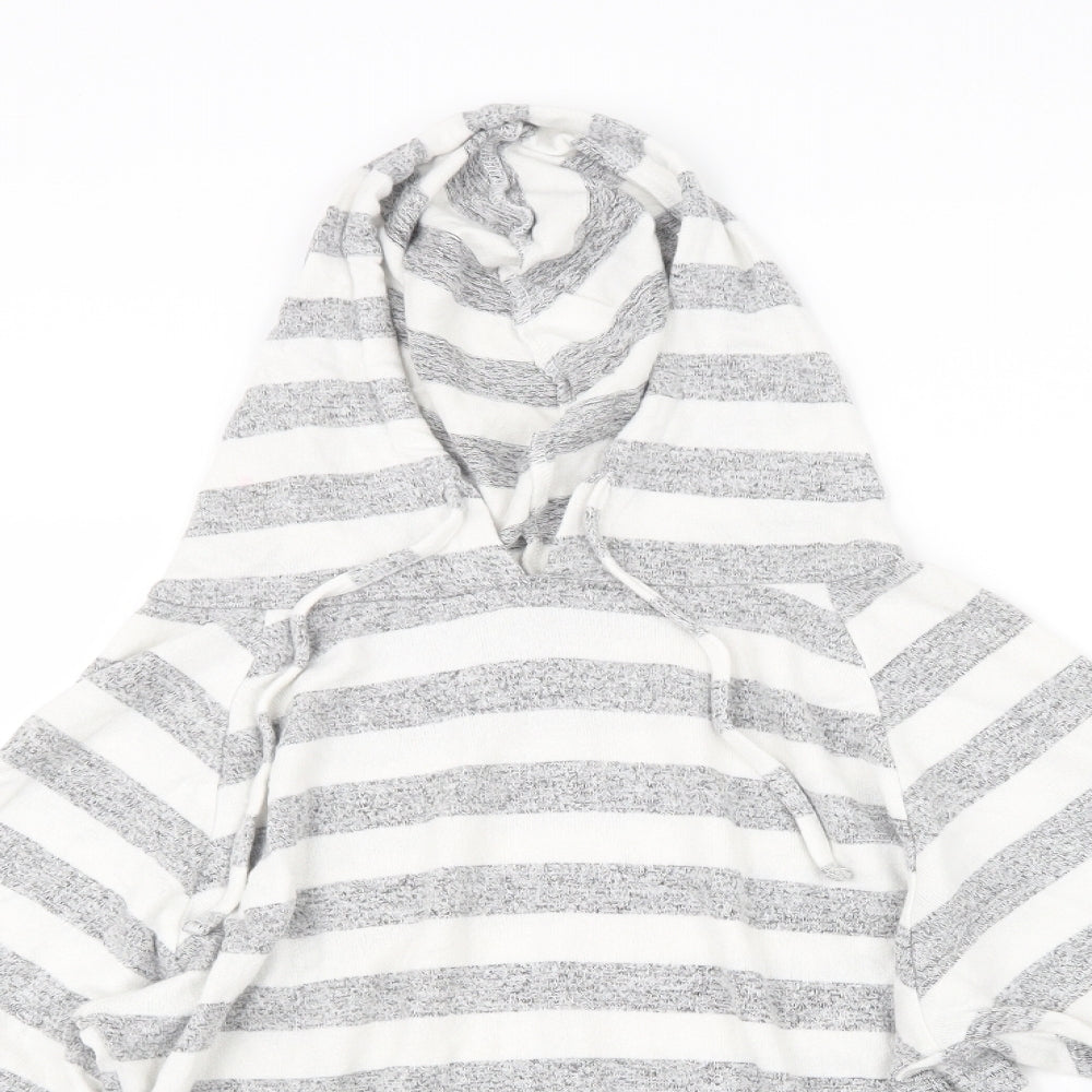 Love to Lounge Womens Grey Striped  Pullover Hoodie Size 4