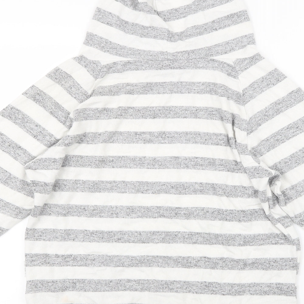 Love to Lounge Womens Grey Striped  Pullover Hoodie Size 4