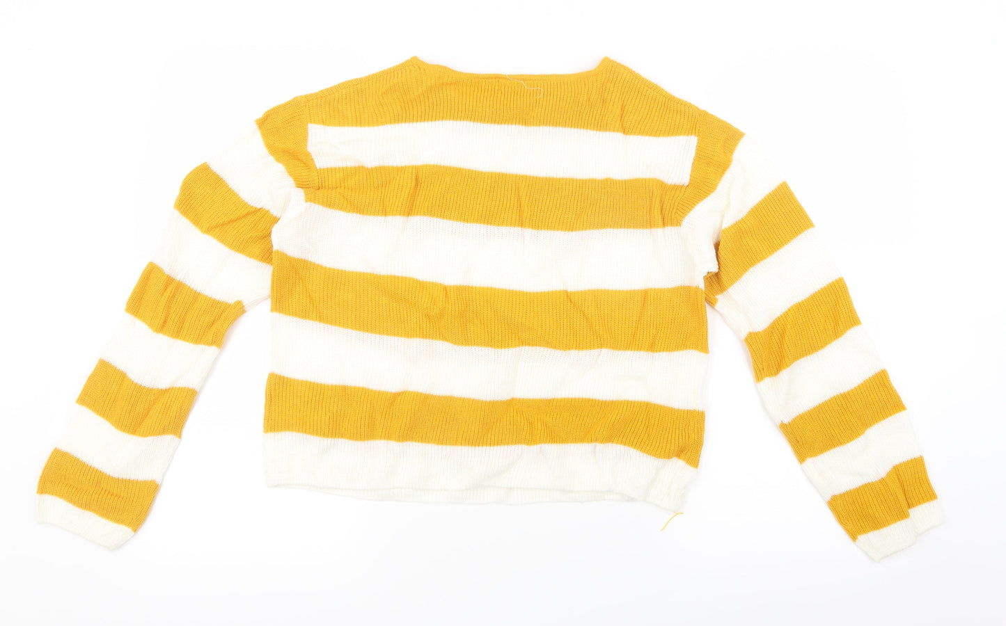 H&M Girls Yellow Striped Knit Pullover Jumper Size 15 Years