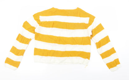 H&M Girls Yellow Striped Knit Pullover Jumper Size 15 Years