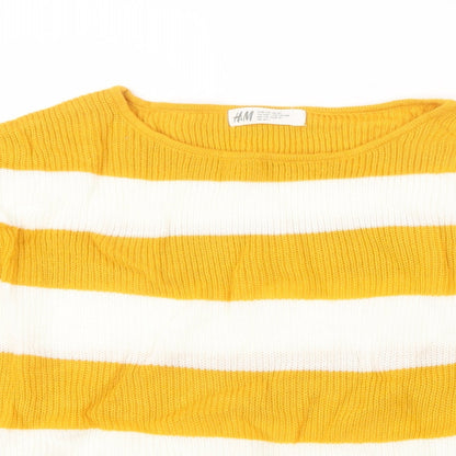 H&M Girls Yellow Striped Knit Pullover Jumper Size 15 Years