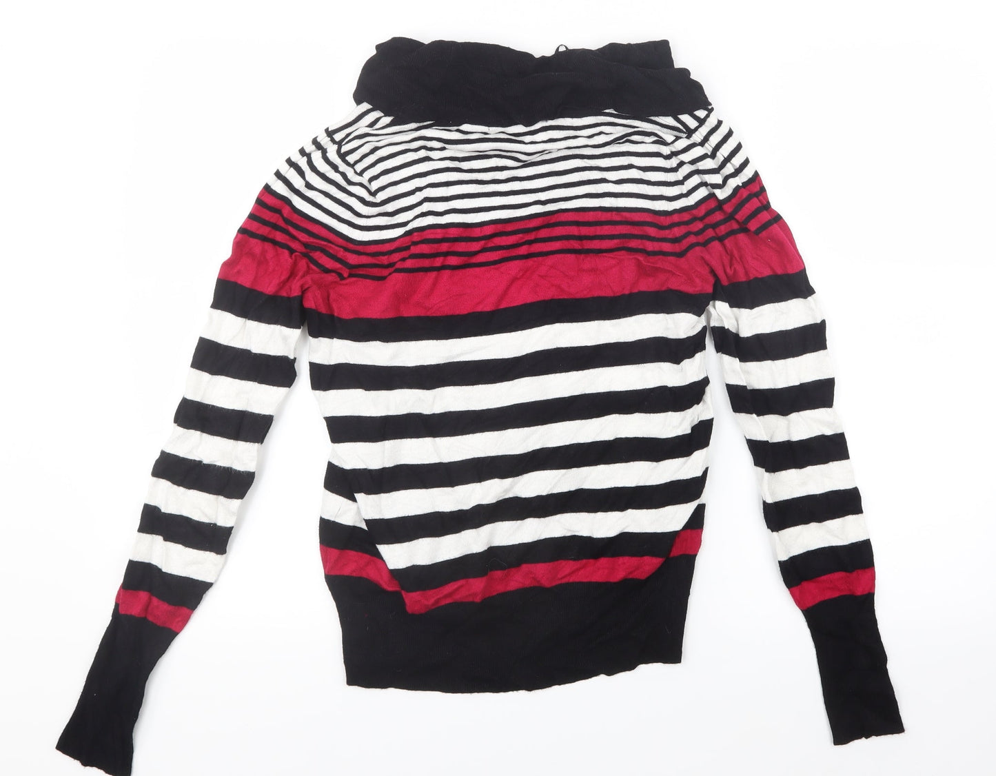 Marks and Spencer Womens Black Striped Knit Pullover Jumper Size 12