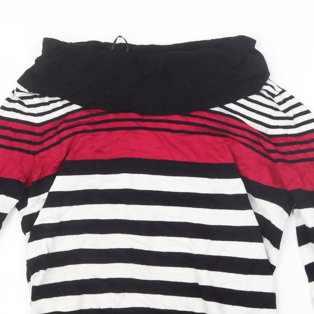 Marks and Spencer Womens Black Striped Knit Pullover Jumper Size 12