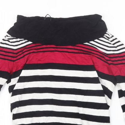 Marks and Spencer Womens Black Striped Knit Pullover Jumper Size 12