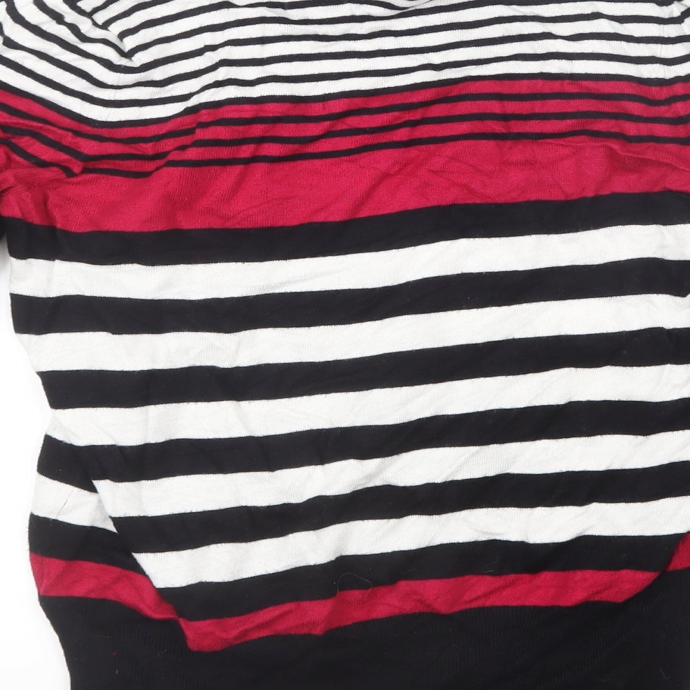 Marks and Spencer Womens Black Striped Knit Pullover Jumper Size 12