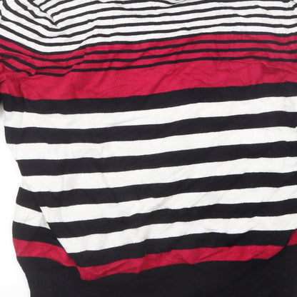 Marks and Spencer Womens Black Striped Knit Pullover Jumper Size 12