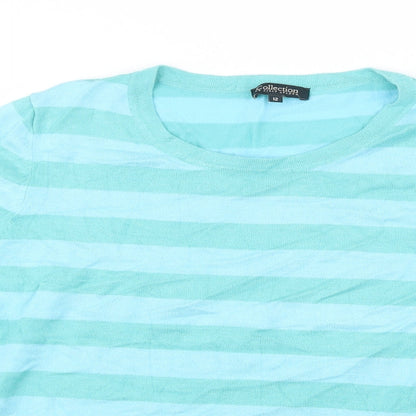 Collection Womens Blue Striped Knit Pullover Jumper Size 12