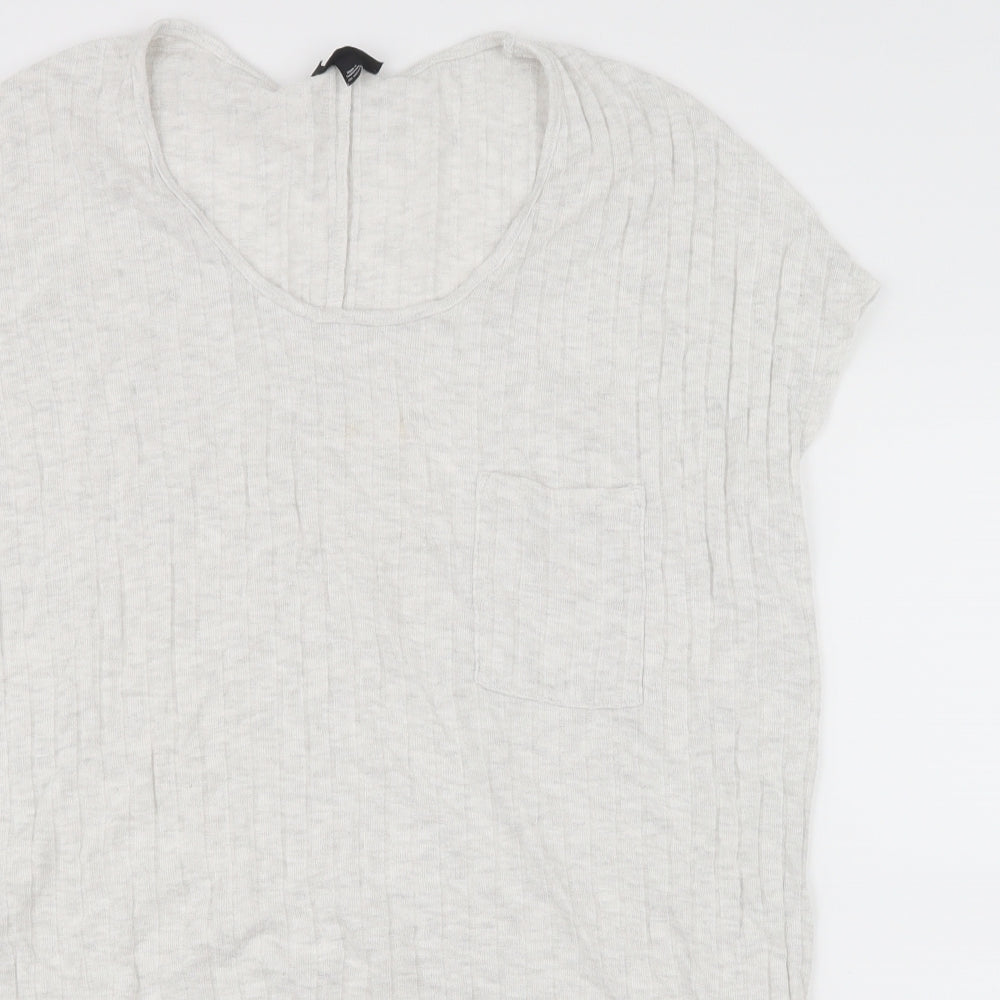 Womens UK Size 14 Topshop Grey Basic T-Shirt