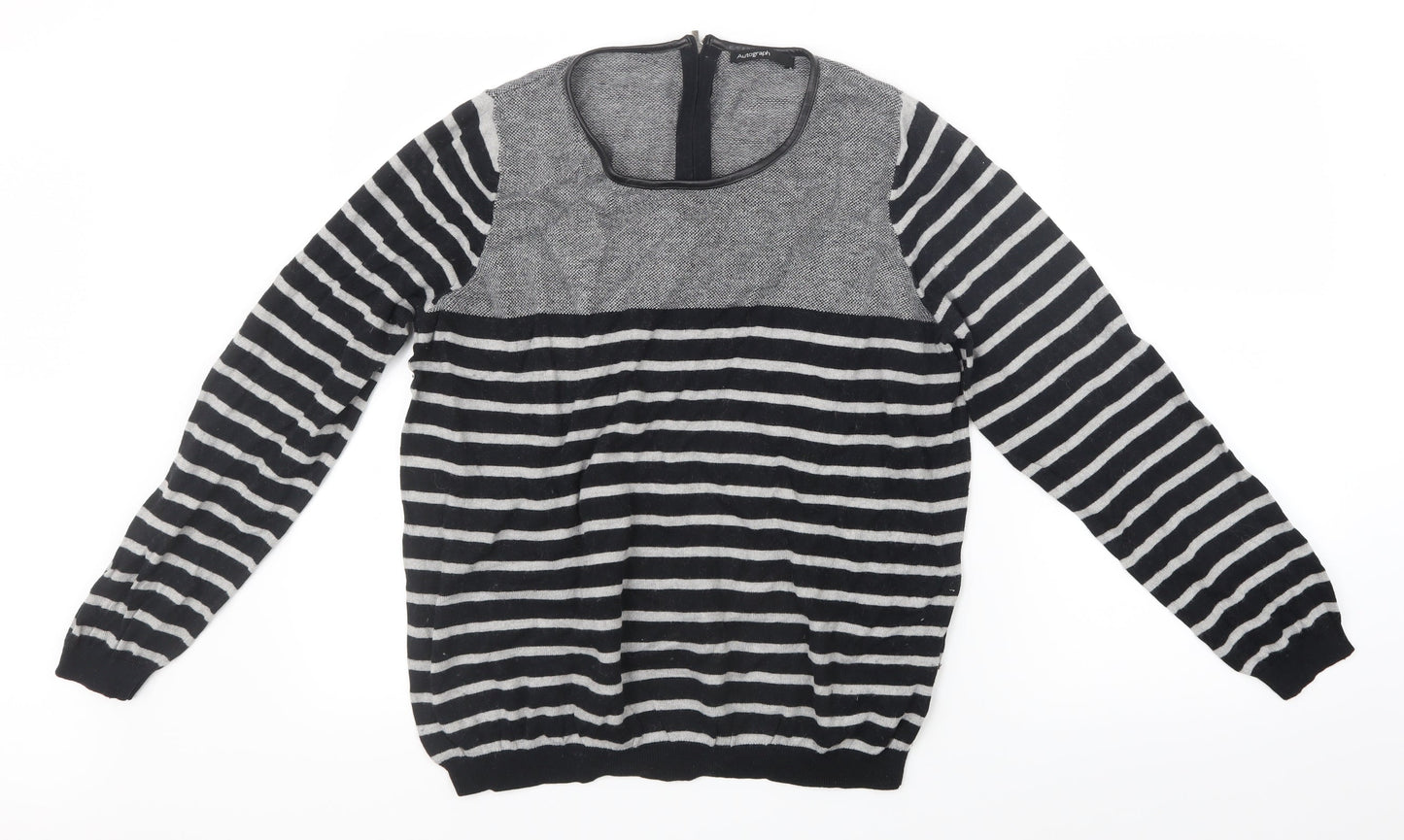 Autograph Womens Grey Striped Knit Pullover Jumper Size 18