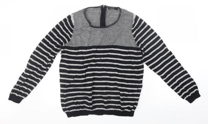 Autograph Womens Grey Striped Knit Pullover Jumper Size 18
