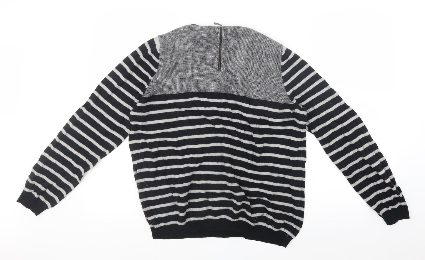 Autograph Womens Grey Striped Knit Pullover Jumper Size 18