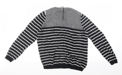 Autograph Womens Grey Striped Knit Pullover Jumper Size 18