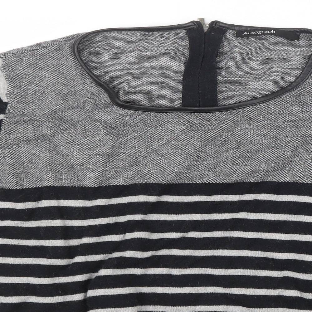 Autograph Womens Grey Striped Knit Pullover Jumper Size 18